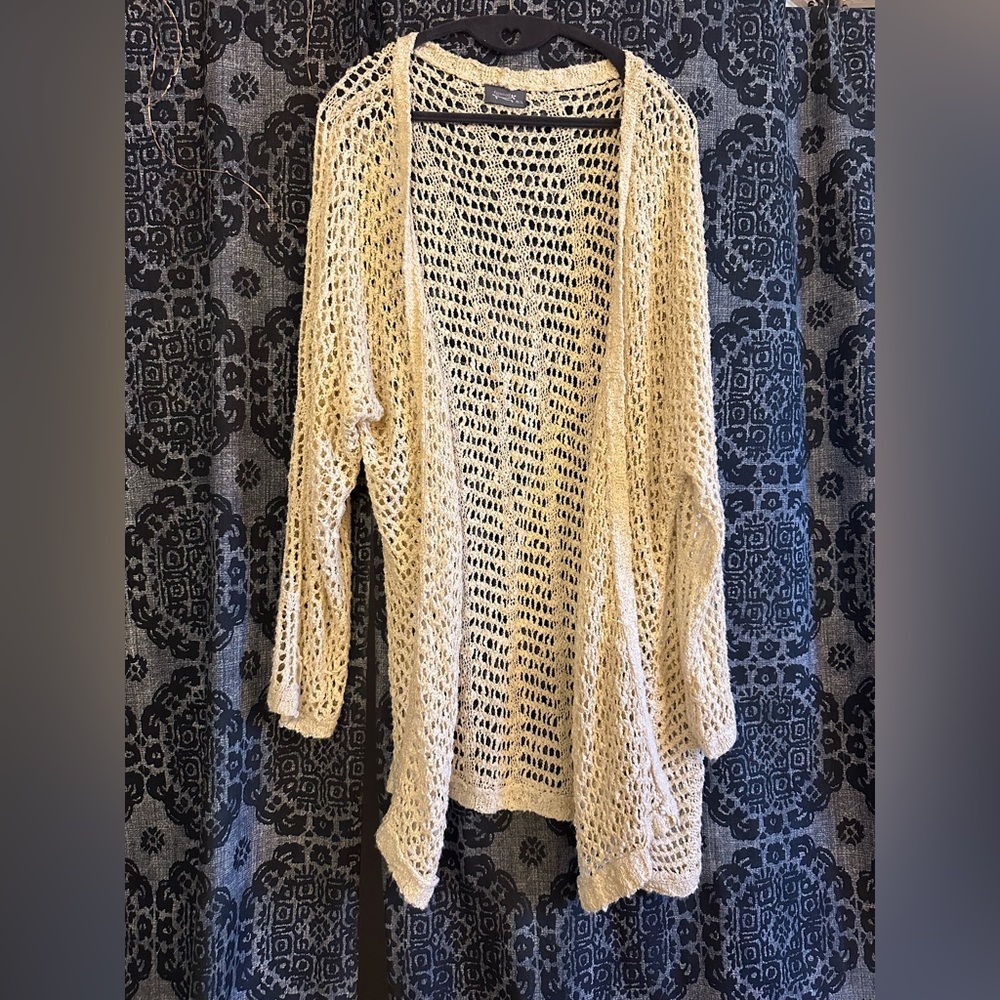 Elegant Cream Open-Knit Cardigan